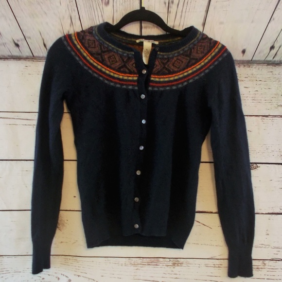 Lucky Brand Sweaters - Lucky Brand navy blue orange wool blend sweater M